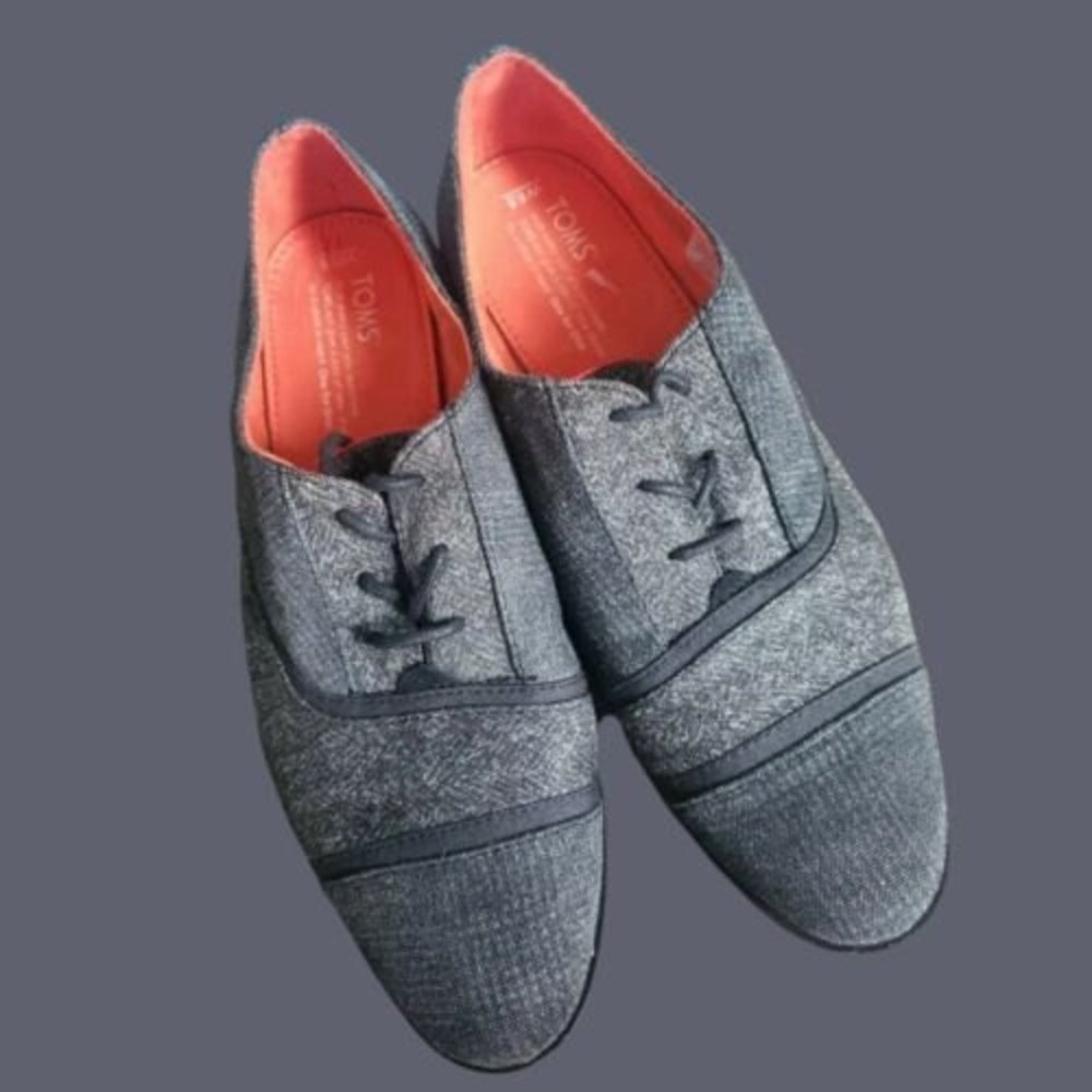 TOMS Oxford Cap Toe 8.5W Black Dress‎ Shoe Casual